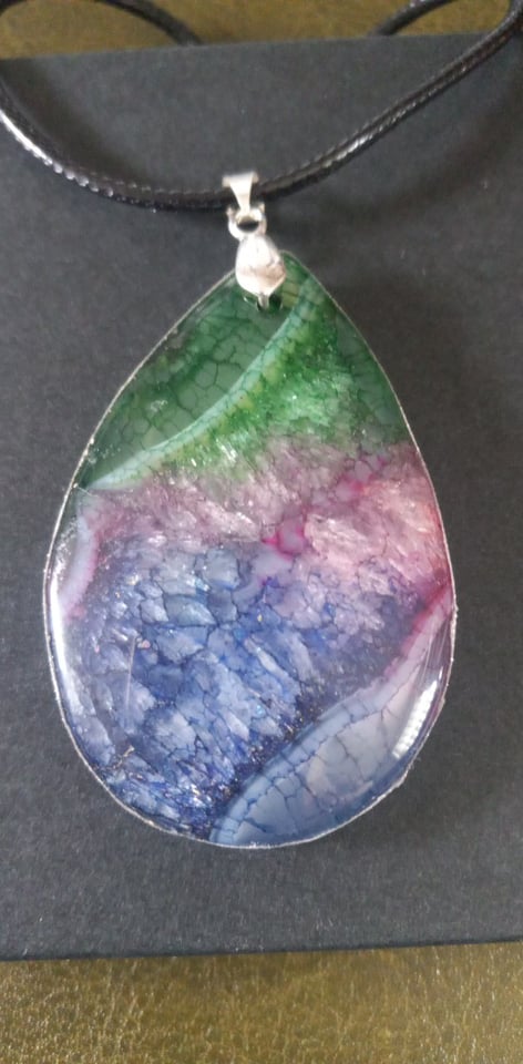 Agate Stone Pendant with Black Cord (shipping included in price )